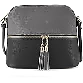 SG SUGU Lunar Lightweight Medium Dome Crossbody Bag Shoulder Bag with Tassel | Zipper Pocket | Adjustable Strap