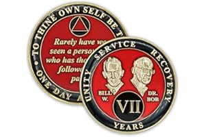 THE TOKEN SHOP 7 Year Sobriety Coin | Founders Triplate AA Chip | Celebrate Recovery Anniversary Token | Alcoholics Anonymous Gift (Red)