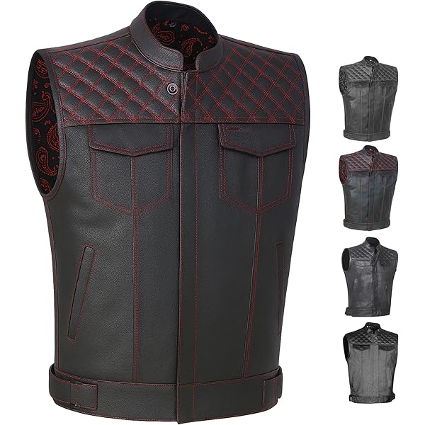 Amazon.com: Men's Denim & Leather Motorcycle Vest with Gun