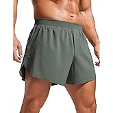 CRZ YOGA Mens Side Split Running Shorts 4'' - Quick Dry for Athletic Gym Workout with Zip Pocket and Brief Liner