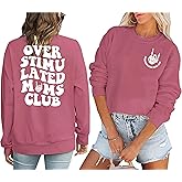 YHHR Mama Sweatshirt Overstimulated Moms Club Bruh Graphic Pullover for Women Vintage Long Sleeve top