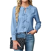 Blooming Jelly Women's Dressy Casual Blouses Business Work Tops Tie Front Long Sleeve Shirts 2025 Fall Outfits