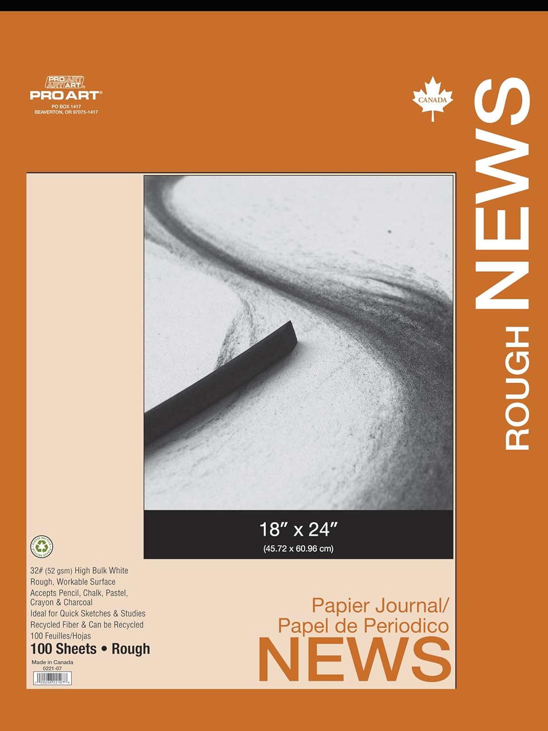 PRO ART 18Inch by 24Inch Rough Newsprint Pad Paper, 100