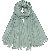 Gragengs Women Summer Scarfs Lightweight Large Long Gauze Shawl Linen Beach Wrap Plain 75”×43”