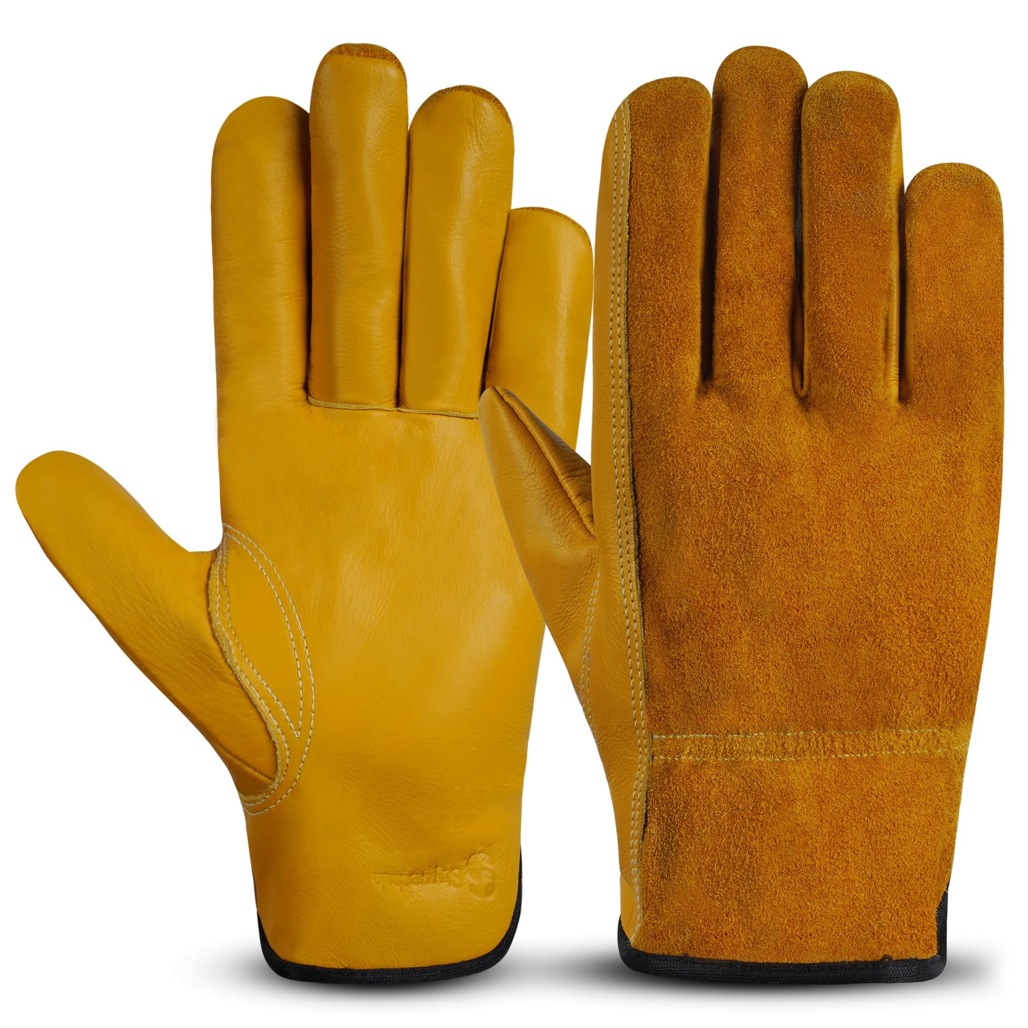 Pure sharp Thorn Proof Gardening Gloves for Men & Women – Cowhide Leather Rose Pruning & Cactus Gloves, Breathable Heavy Duty Garden Gloves with Strong Grip