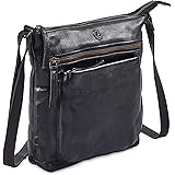 COCHOA Women's Real Leather Small Triple Zip Crossbody Bags Purse Travel Bag