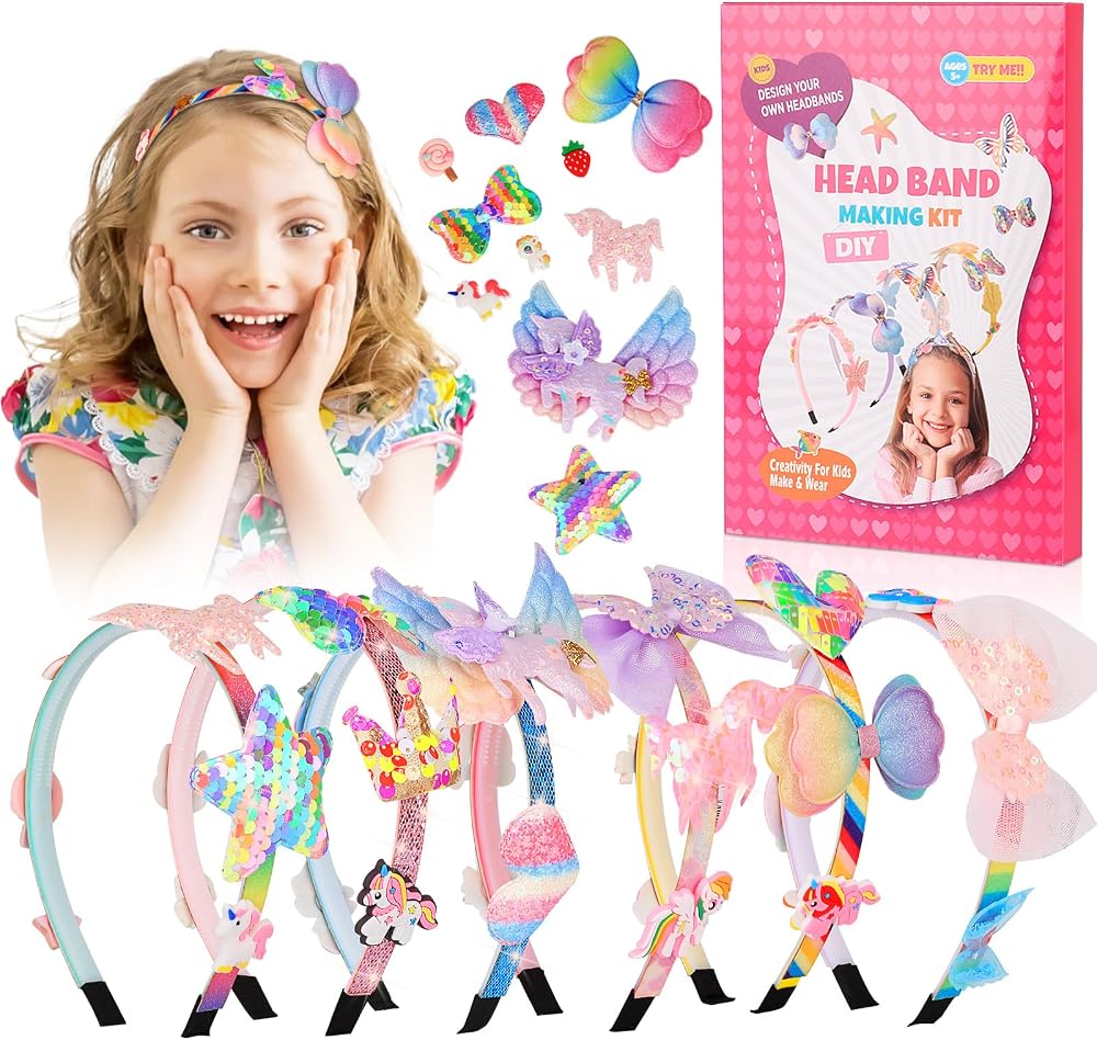 Porwke Girls Hair Accessories Craft Kit Unicorn Mermaid Butterfly Flower Ages