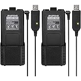 BAOFENG 2 Pack UV-5R Battery BF-F8HP Extended Battery BL-5L 3800 mAh with USB-C Charging Cable for UV-5R, BF-F8HP, UV-5X3 Radios High Capacity Ham Radio Rechargeable Batterys