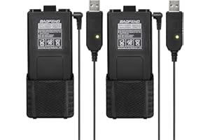 BAOFENG 2 Pack UV-5R BF-F8HP Extended Battery BL-5L 3800 mAh with USB Charging Cable for UV-5R, BF-F8HP, UV-5X3 Radios