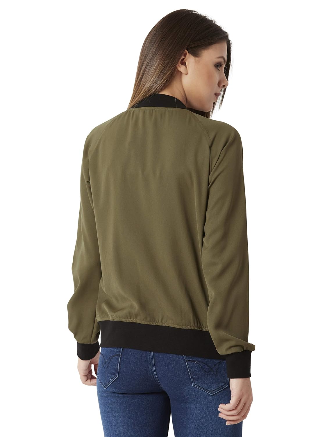 miss chase women's olive green bomber jacket