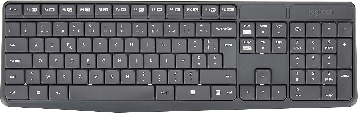 Logitech MK235 Wireless Keyboard and Mouse Combo for Windows AZERTY French Layout - Grey - Image 3