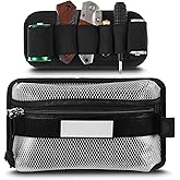 Aliceset Tactical Mesh Zipper Pouch and Elastic EDC Organizer Insert Panel, MOLLE Admin Pouch Modular EDC Tool Organizer Hook Back Utility Storage with Writeable ID Patch for Backpack Accessories