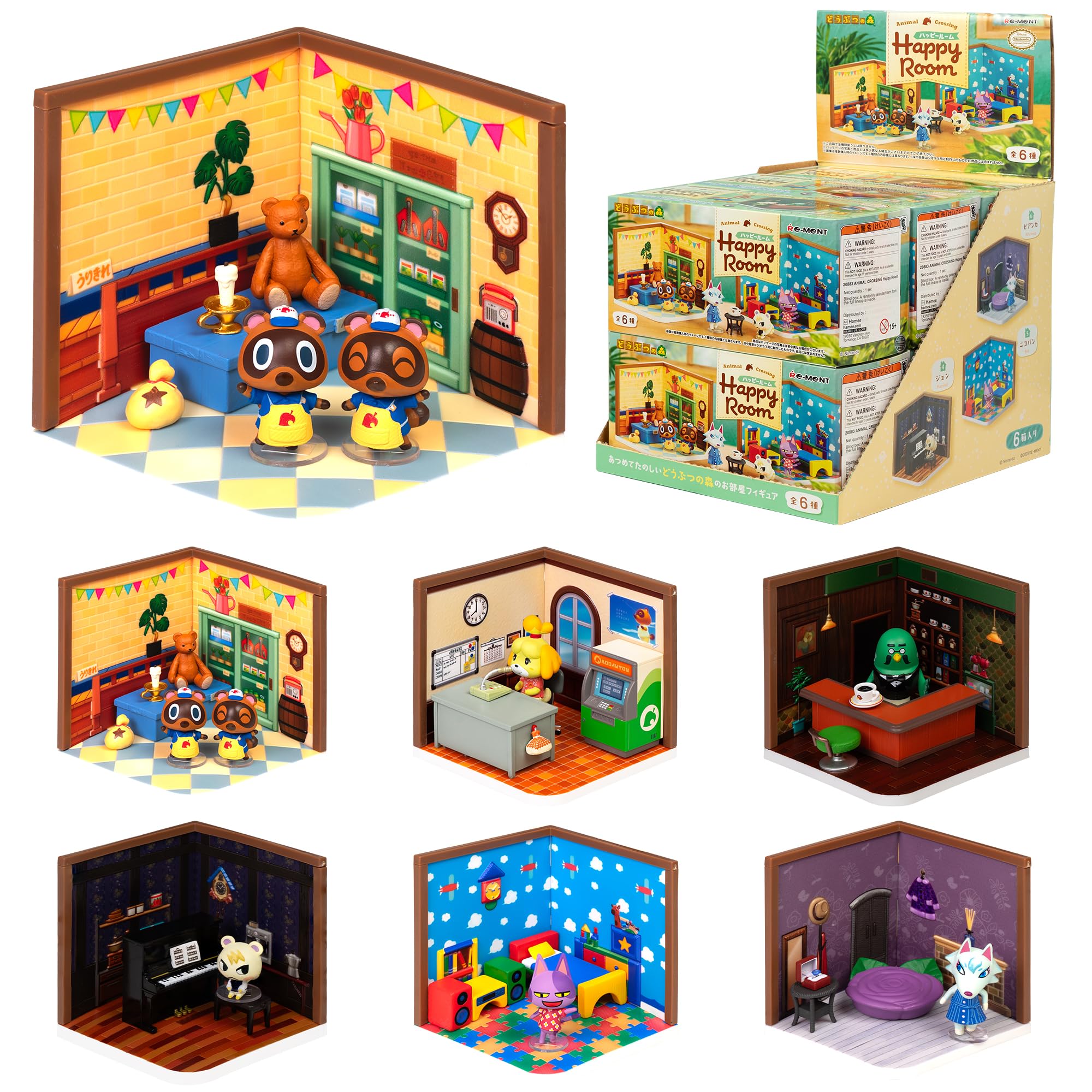 Hamee RE-Ment Animal Crossing Blind Box Diorama Miniature Figure Set for Collectible Figurine (Animal Crossing Happy Room) – 6 Pc. (Full Set)