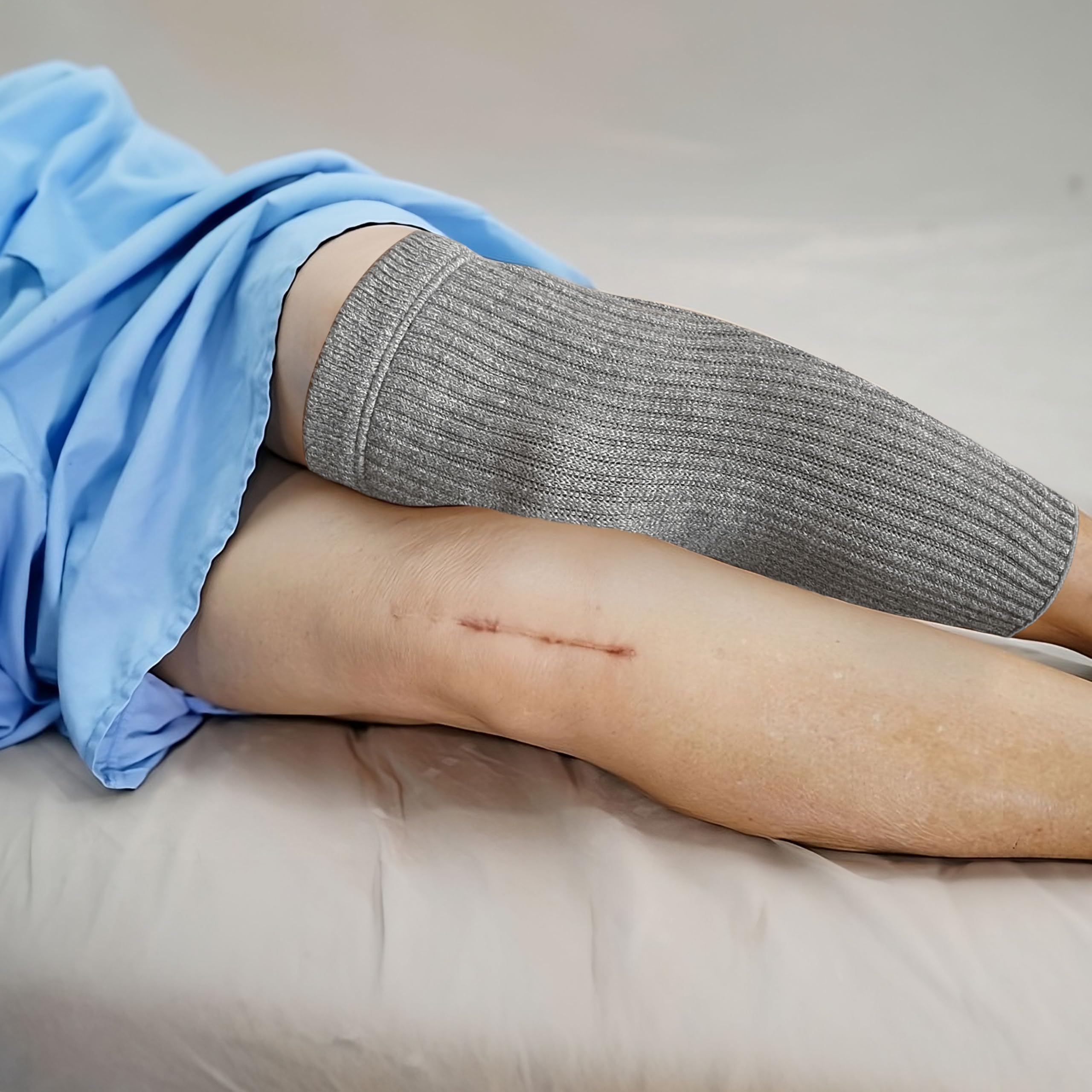 SENIOR ICARE Elastic Cotton Knee Warmers, Knee Sleeves for Men and Women - Circulation Support and Joint Pain Relief, Arthritis Aid, One Pair, Made in Japan