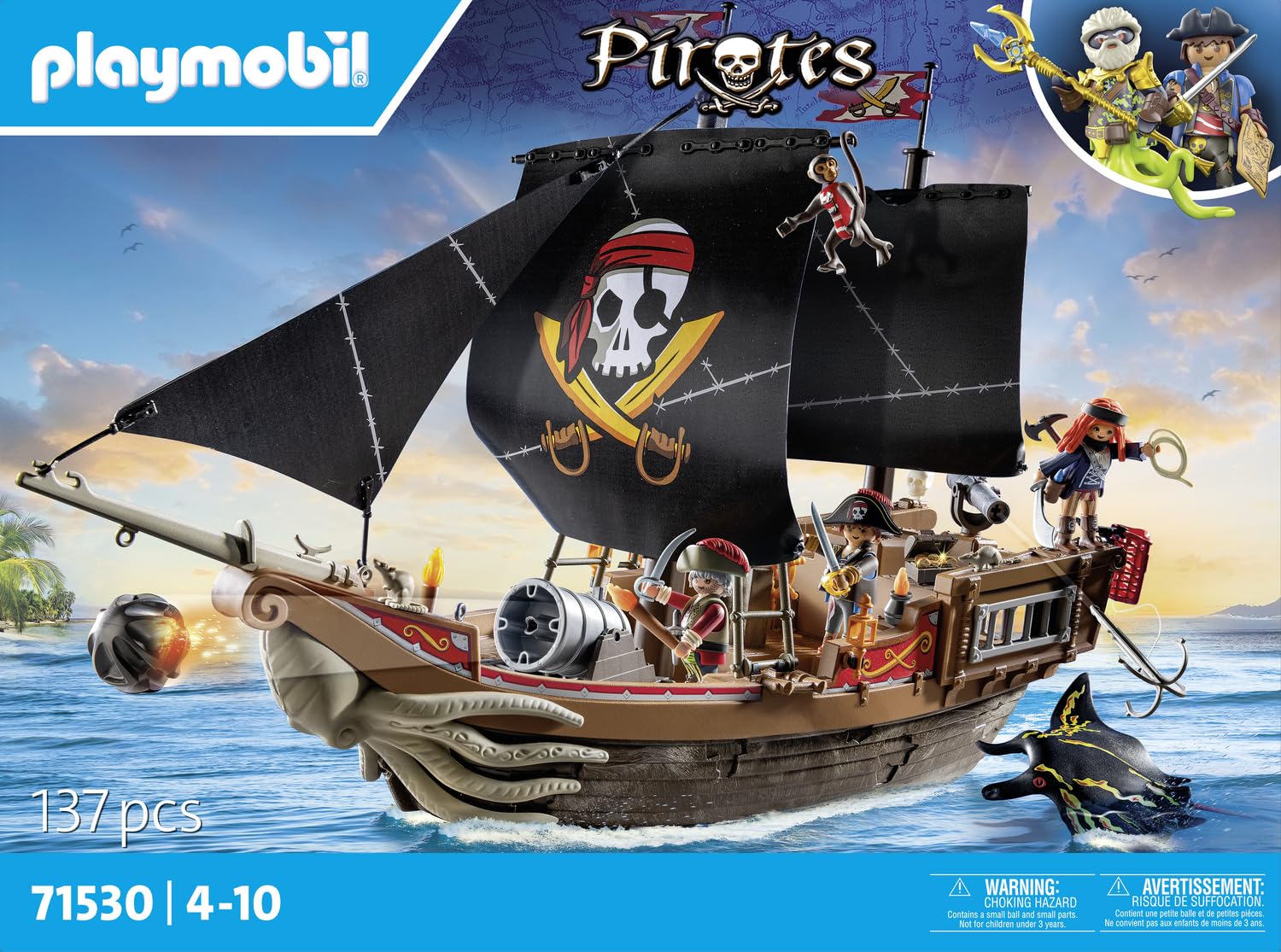 PLAYMOBIL Pirates 71530 Großes Piratenschiff, aufregende Seeschlachten und geheime Schatzsuchen auf hoher See, inklusive Kanonen, Geschossen und Anker, detailreiches Spielzeug für Kinder ab 4 Jahren 5