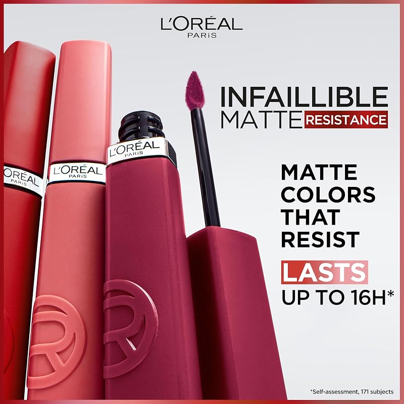 L'Oréal Paris Pflegender Lippenstift mit mattem Finish, Für leuchtende Farben mit bis zu 16 Stunden Halt, Infaillible Matte Resistance, Nr. 115 Snooze your Alarm?, 1x 5 ml