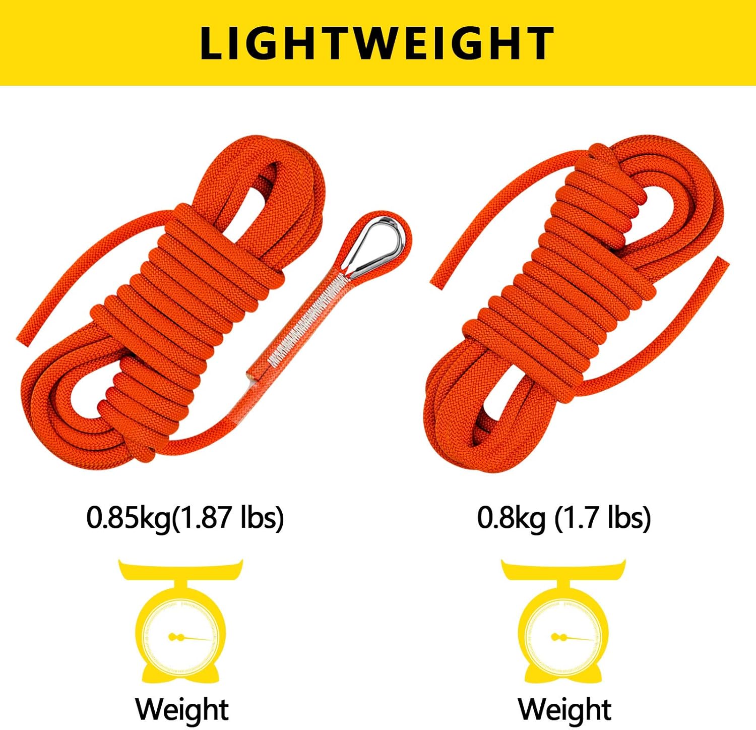 AOLEBA Strong Static Rock Climbing Rope, Tree Climbing Camping Rescue Rope for Outdoor Survival, Hiking, Mountaineering, 10.5mm Diameter, 32 ft (10m) : Sports & Outdoors