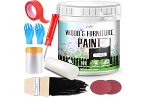 Wood Furniture Paint - 18oz Black Wood Paint for Furniture, Cabinet, Door, Dining Table and Chairs, Water-Based Matte Finish 