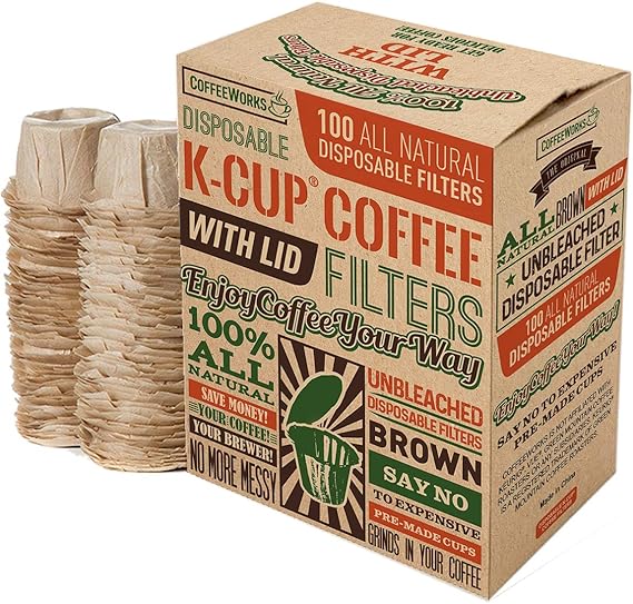 Amazon.com: Disposable Natural Brown Unbleached Paper Coffee Filters With Lid - Replacement 