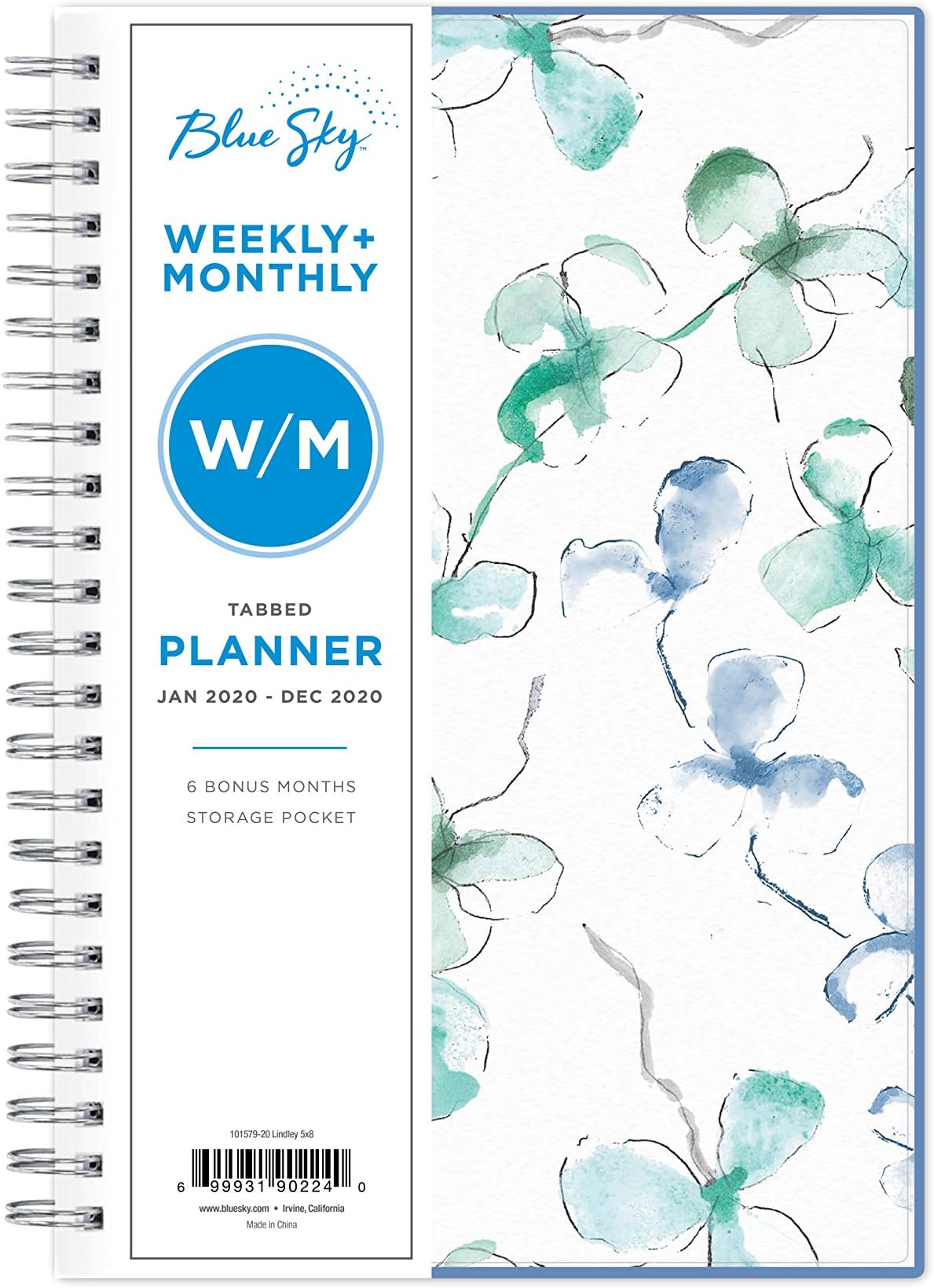 Blue Sky 2020 Weekly & Monthly Planner, Frosted Flexible Cover, Twin-Wire Binding, 5" x 8", Lindley, Model:101579-20