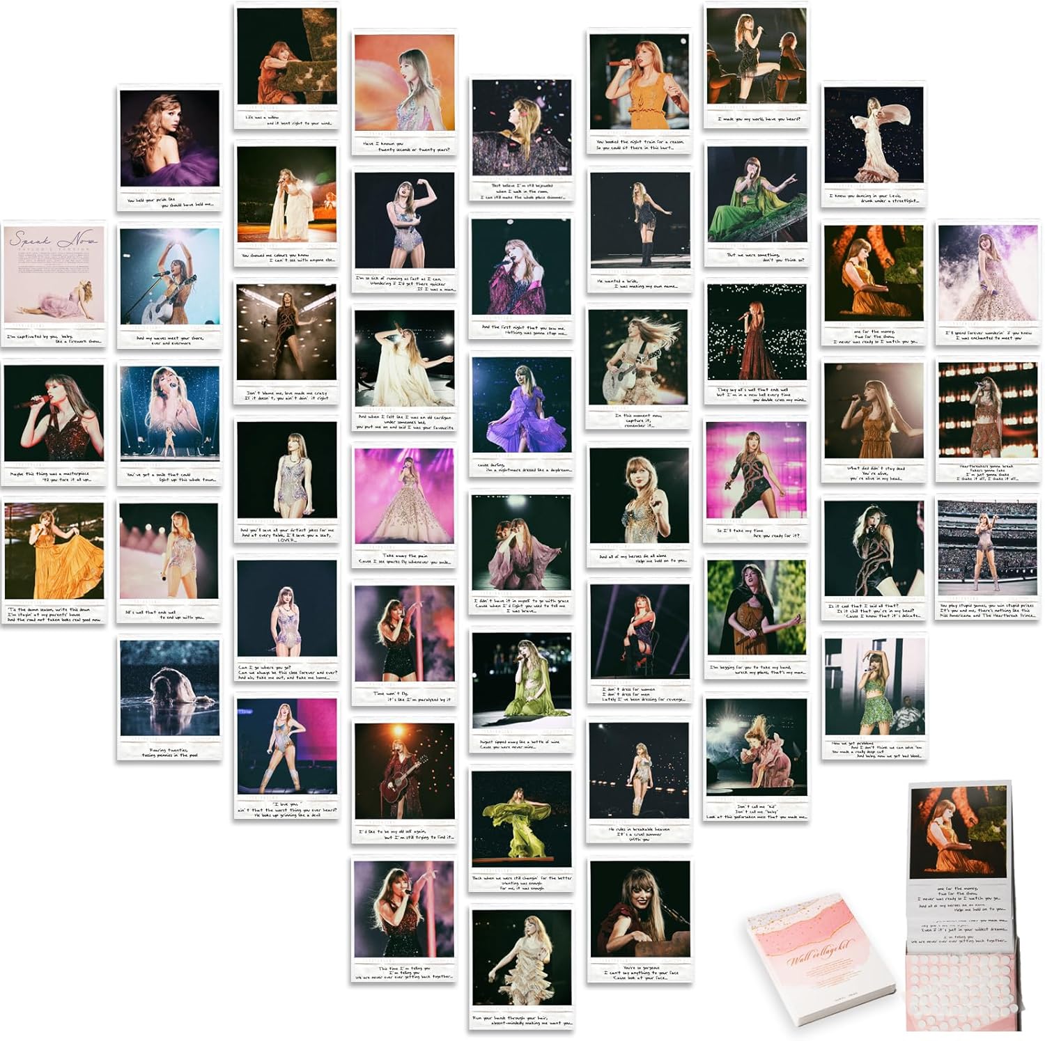 Wall Décor - Music Eras Tour Swift Poster, Music Lyrics Inspired Wall Collage Kit, Music Star Gift Merch, Swift Aesthetic Posters,Film Vibes Decorations,Music Star Wall Decor for Siwfties Bedroom Christmas Gift (Set of 50, 5 x 6 in)