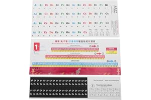 LZKW Piano Stickers, Keyboard Stickers (88/61/54 Keys) Label Staff Letters and Numbers Colorful with User Manual for 54/61/88 Keys Piano(88/61/54 keys)