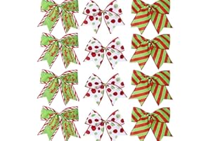 12 Pcs Red Green Christmas Bows,6 Inch Large Christmas Wreaths Bows for Tree Gift Wrapping Garland Decoration Holiday Party C