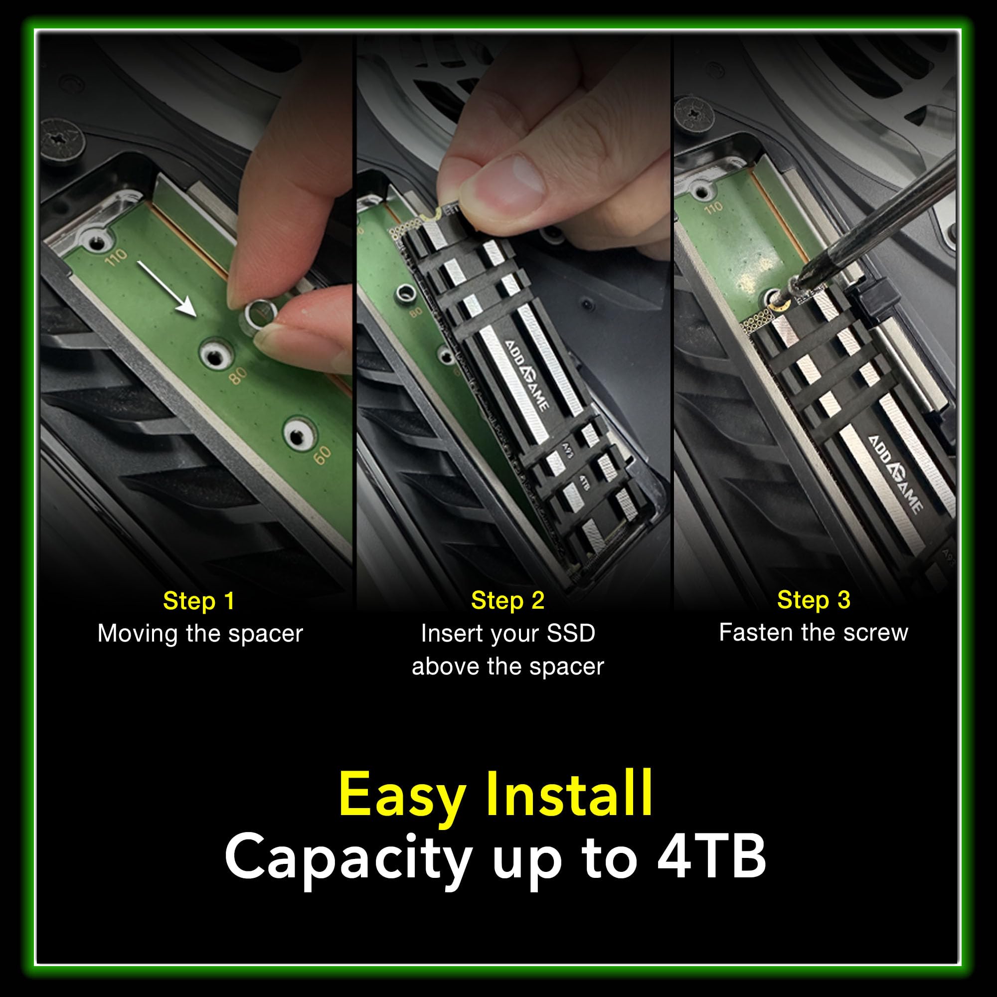 Addlink A93 2TB Storage Expansion for PS5 Console with Heatsink, Up to 7400mb/s, Gen 4 PCIe NVMe m.2 2280, SLC Cache Internal Solid State Drive(‎ad2TBA93M2P)