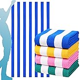 4 Packs Oversized Stripe Beach Towel Thin Terry Set for Women Men 72X40 in Absorbent Big Extra Large XL Clearance Travel FamiliesTowels Accessories Essentials Adults Gift Blue Pink Yellow Green