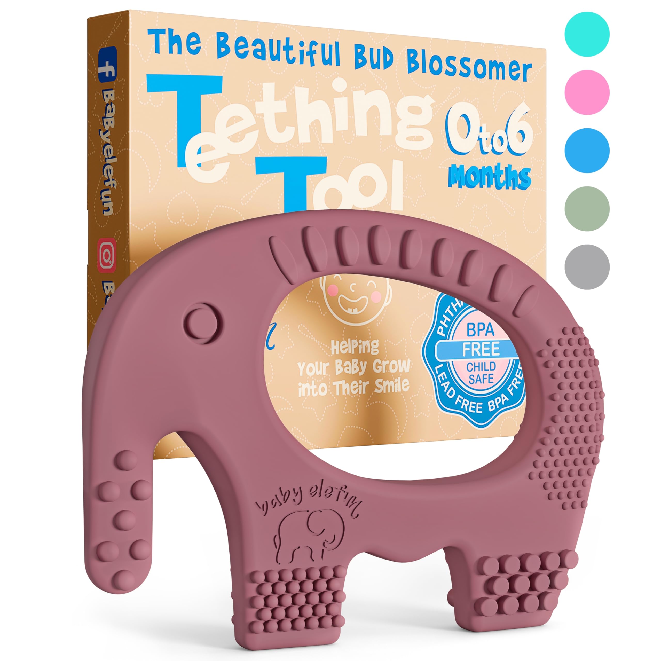 Baby Elefun Baby Teething Toys 5X Pain Relief Zero Delay 0-6 Months