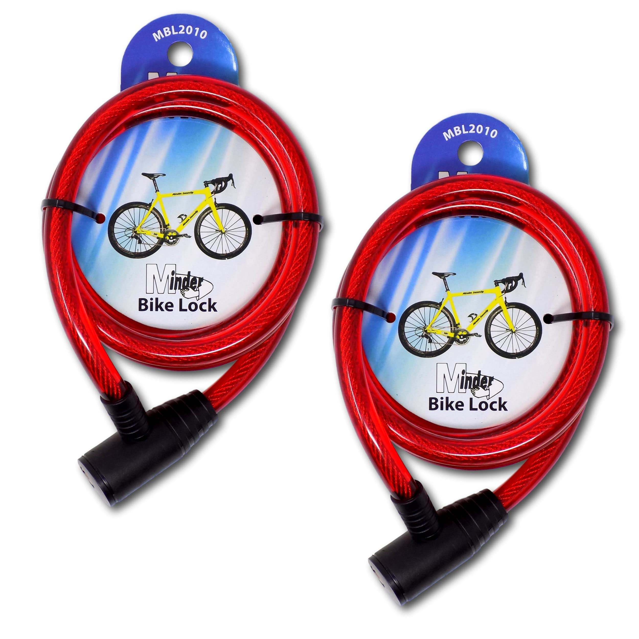 Minder 2 Pack 12mm x 1.8m Heavy Duty Bike Bicycle Chain Lock with 2 Keys (Red)