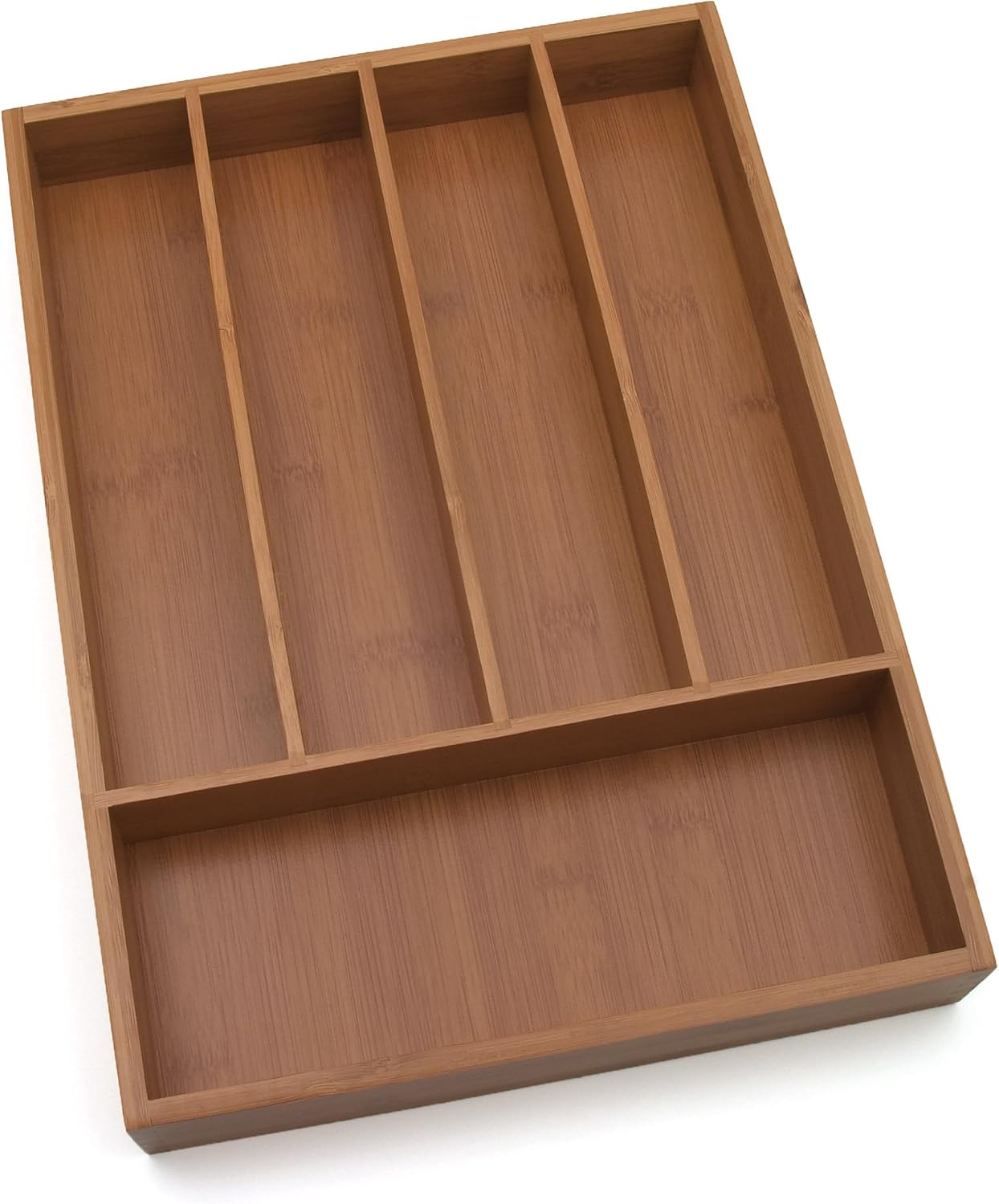Lipper International 8876 Bamboo Wood Flatware Organizer with 5 Compartments, 10-1/4" x 14" x 2" - Flatware Sets