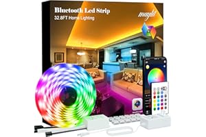 maylit Led Strip Lights, 32.8ft Bluetooth APP Controller RGB LED Light Strip, 5050 LEDs Music Sync Color Changing LED Strip L