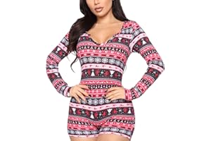 RUEWEY Women V-Neck Shorts Jumpsuit One Piece Bodysuit Pajama Long Sleeve Bodycon Rompers Overall