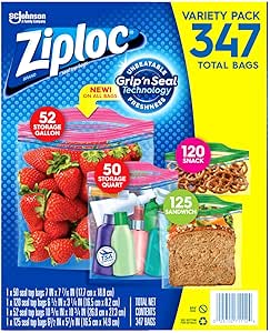 Ziploc bolsas de almacenamiento, varios tamaños, 347 unidades (1 unidad