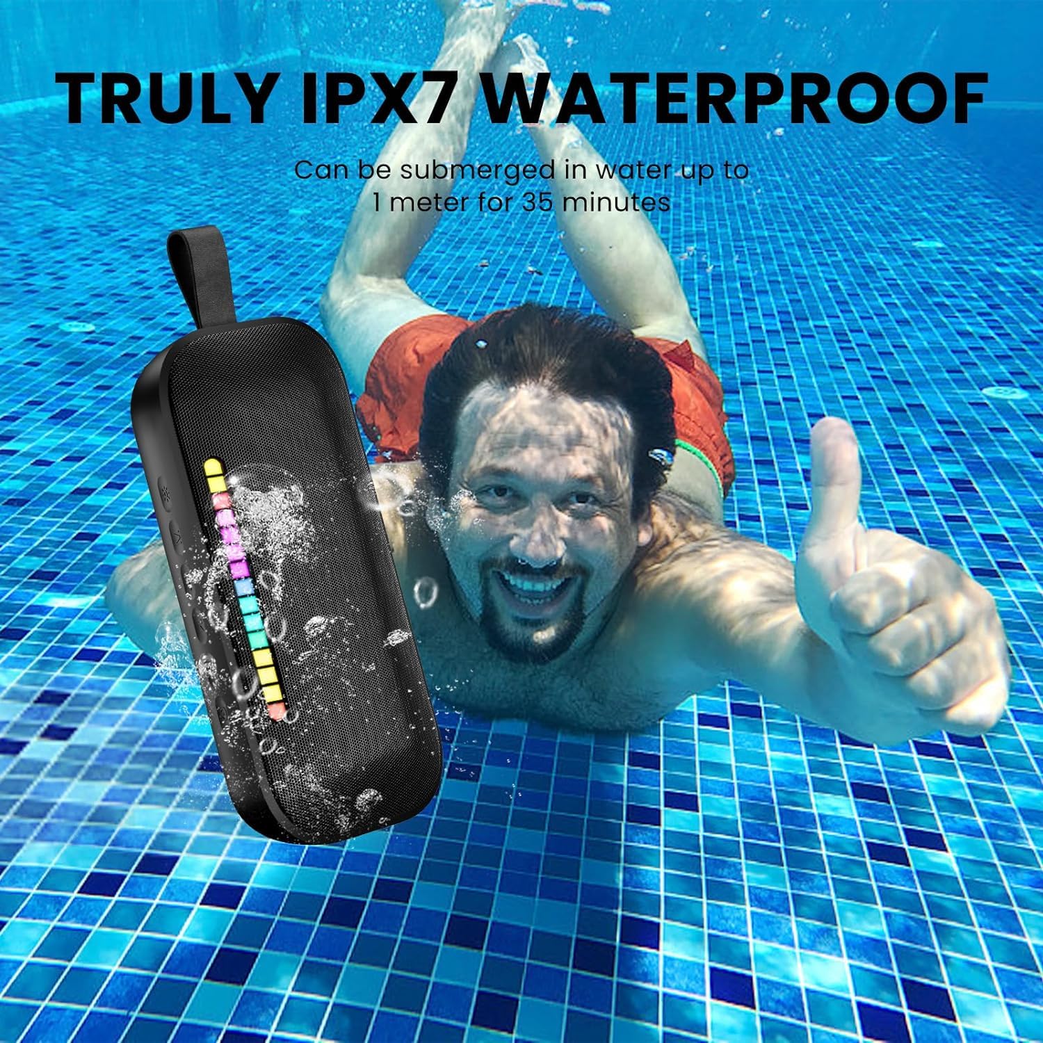 Youngwolge Portable Bluetooth Speaker,IPX7 Waterproof Speakers Bluetooth Wireless,20W Portable Speaker with 24Hours Playtime, for Travel,Home,Pool,Outdoor Portable Bluetooth Speakers-LFS (Black)