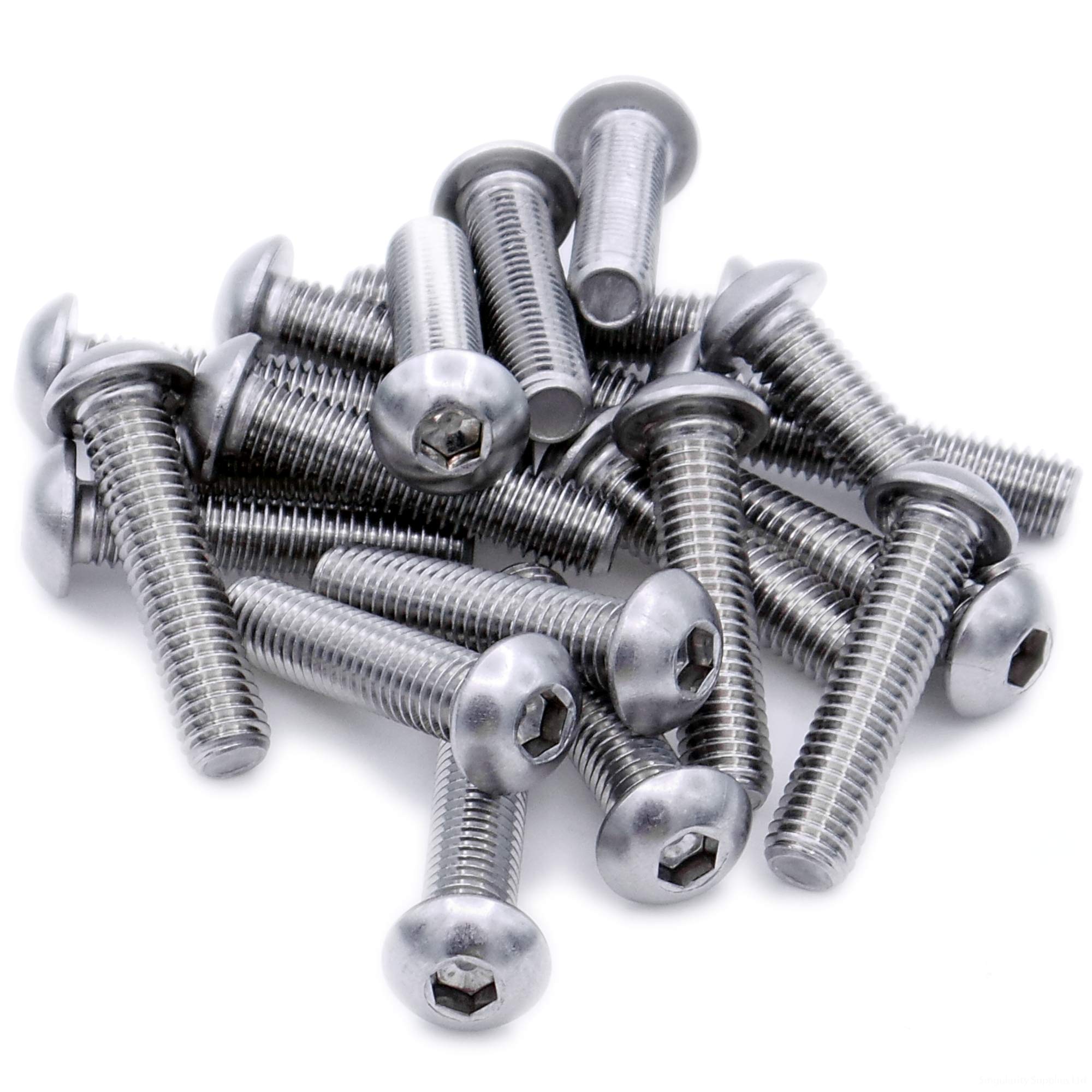 M8 (8mm x 20mm) Hex Socket Button Machine Screw (Bolt) - Stainless Steel (A2) (Pack of 20)