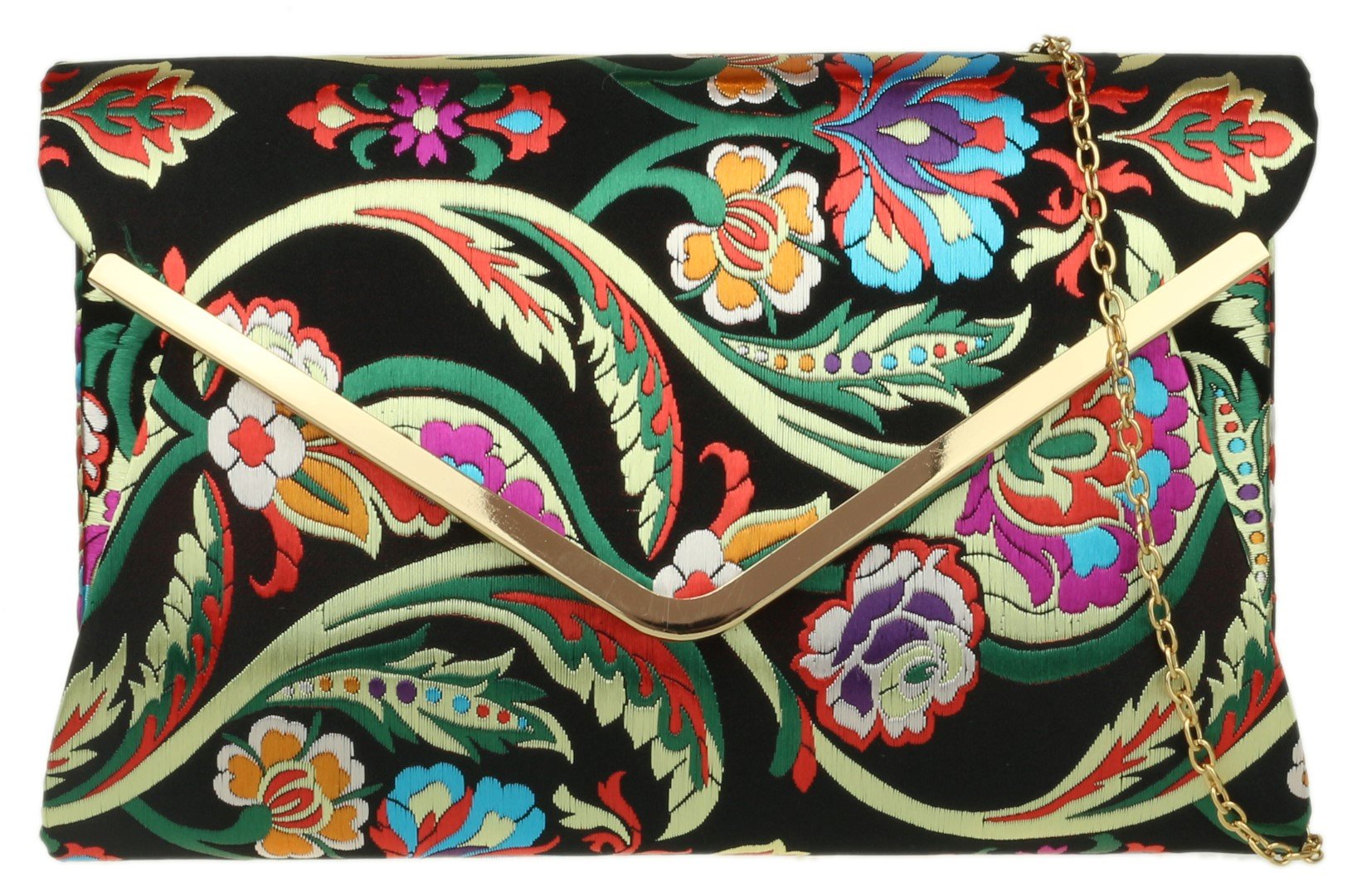 Girly Handbags Womens Baroque Flower Clutch Bag - Black