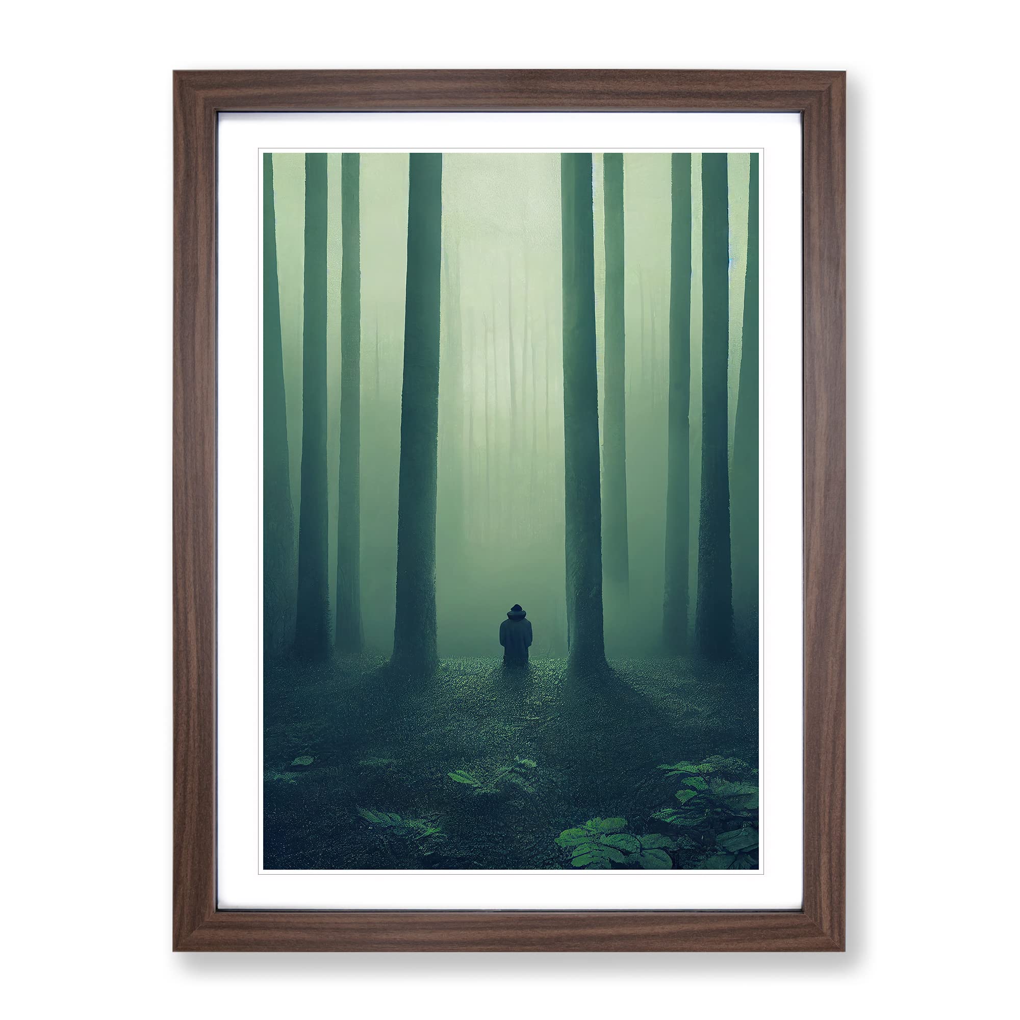 Alone In The Forest Framed Print | A3 Walnut Framed Wall Art | Ready to Hang | Modern Landscape Picture | Living Room Bedroom Lounge Office