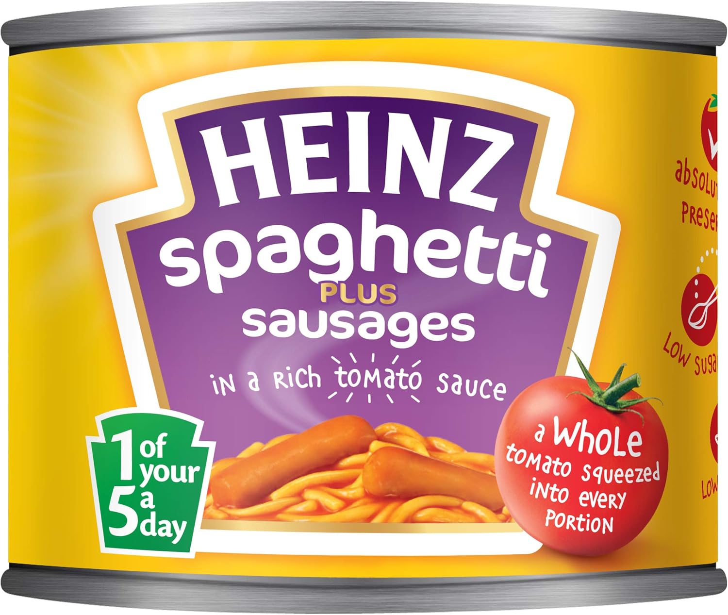 Heinz Spaghetti Plus Sausages in Tomato Sauce, 200g Amazon.co.uk Grocery