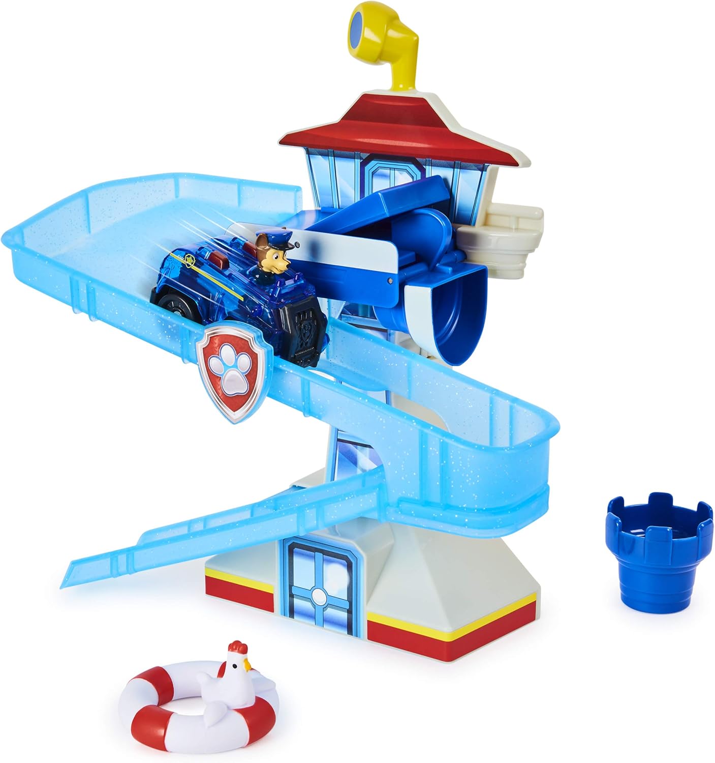 PAW PATROL Adventure Bay Bath Playset with Light-up Chase Vehicle, Bath Toy for Kids Aged 3 and up, Multicolor, Small