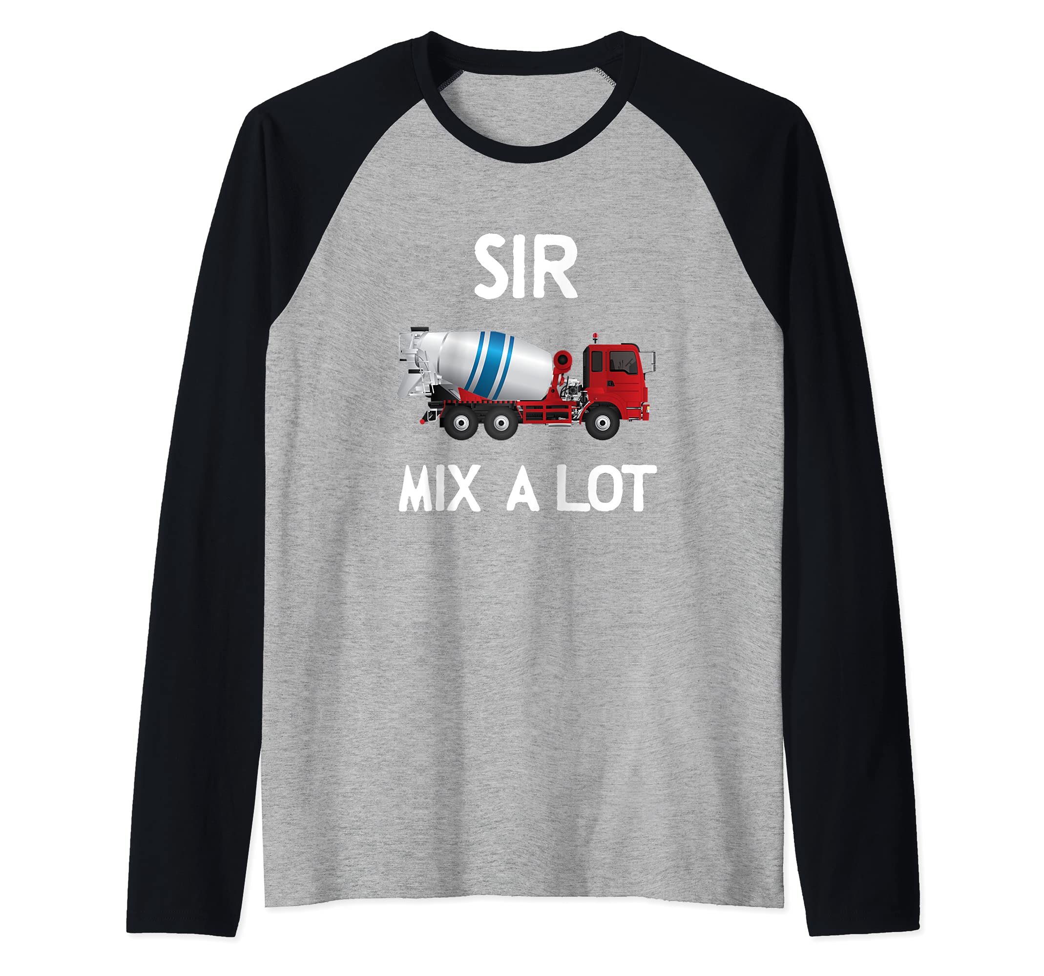 Concrete Truck Mixer Cement Construction Worker Contractor Raglan Baseball Tee