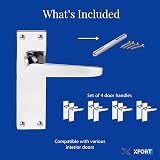 XFORT Polished Chrome Lever Latch Door Handle Victorian Flat Set 4 Pairs view 5