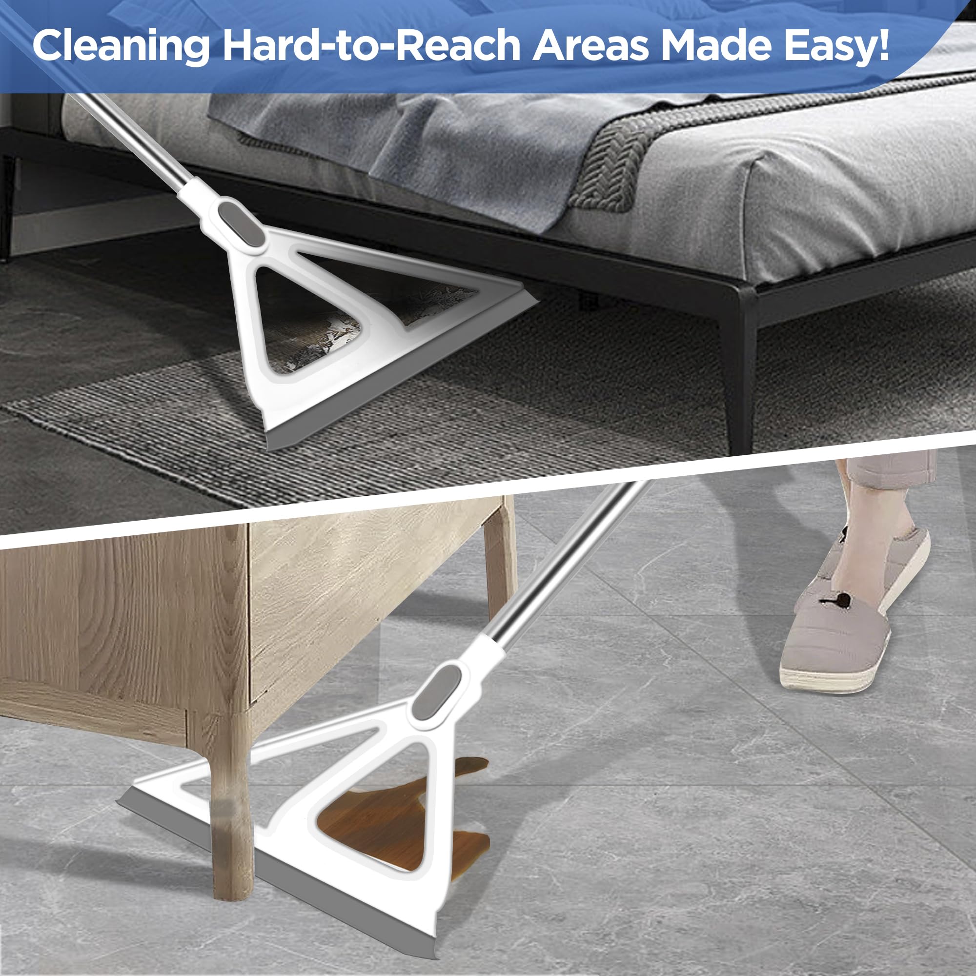 Multifunction Magic Broom, Squeegee Broom for Floor, Rubber Silicone Broom for Floor Cleaning, Magic Broom Sweeper for Living Room, Kitchen, Bathroom-Easy Dry The Glass (Grey, 54 INCH)