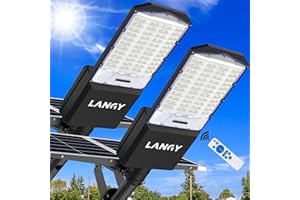 LANGY 2PACK Solar Street Lights Outdoor 2000W, 160000LM IP67 Waterproof Solar Parking Lot Lights, Radar Sensor Dusk to Dawn Street Light Solar Powered with Remote Control for Yard, Driveway
