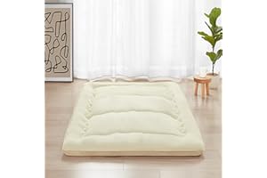 PPOLCA Japanese Floor Mattress, Twin Futon Mattress, Foldable Tatami Mattress Camping Mat for Adults, Kids, Guest Room, Beige
