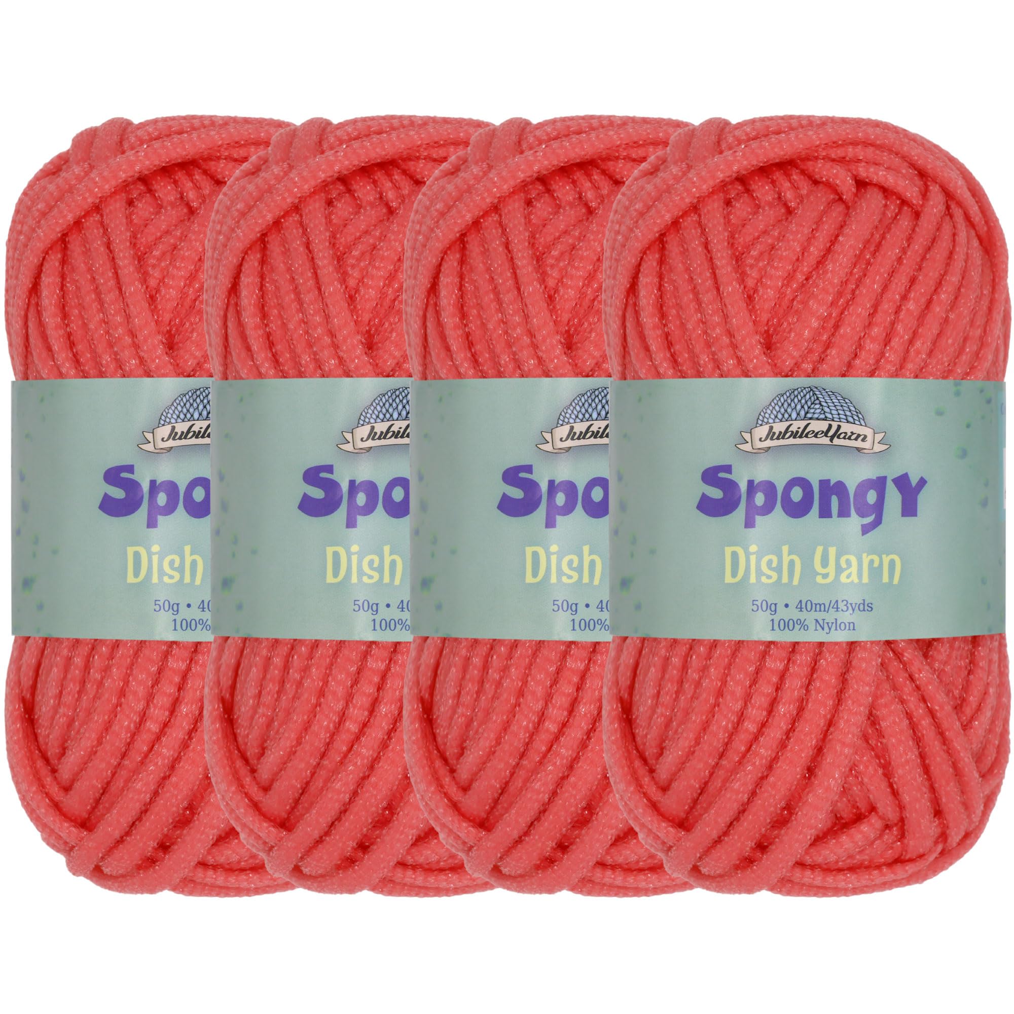 JubileeYarn Spongy Dish Yarn - Worsted Nylon Dishcloth - 50g/Skein - Soft Red - 4 Skeins โ image 1