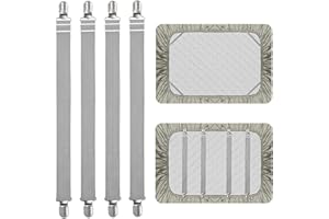 QOECYCTH 4Pcs Adjustable Bed Sheet Straps Clips, Elastic Mattress Sheet Fasteners Holder and Suspenders, Grippers to Hold Sheet, Mattress, Sofa, Couch, Table Cloth, Recliner Ironing Board Cover and More