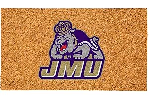 Team Sports America NCAA James Madison University Natural Coir Doormat | Official Full Color Team Logo | 28 x 16 Inches | Non Slip Back | Front Door Welcome Floor Mats | Indoor Outdoor Entrance Rug