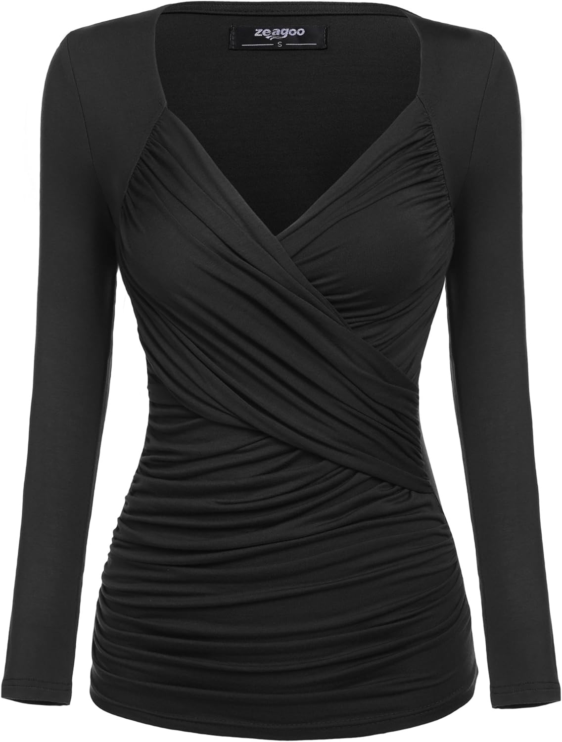 Zeagoo Women's Cross-Front V Neck Ruched Cap Sleeve Blouse at  Women’s Clothing store